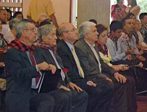 Antonio Pargada Gil, José Torán Iserte, Manuel Luis Rodríguez González, José Luis Cerezo Baños, y Maribel Alonso de Cerezo, durante la misa.