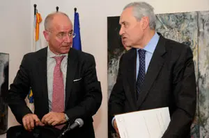 Santiago Camba y José Ramón Ónega, durante el acto.