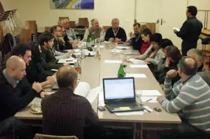  Representantes de las entidades gallegas en Suiza, durante la reuni&oacute;n del pasado d&iacute;a 5 en Lausanne.