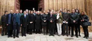 La consejera de Cultura y Turismo, Alicia García, presenta la próxima edición de la exposición de Las Edades del Hombre 'Eucharistia' junto a Baudilio Fernandez, Delegado Territorial de la JCyL en Burgos, Gonzalo Jiménez Sánchez, Secretario General de la FIndación Edades del Hombre, Francisco Gil Hellín, Arzobispo de Burgos, Raquel Gonzaloez Benito, alcaldesa de Aranda de Duero y Juan Alvarez Quevedo, comisario de "Eucharistia".