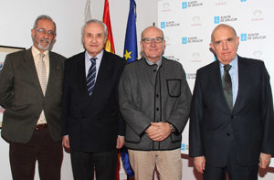 2. Gabriel Tirapu, pte. EFA Galicia, José Ramón Ónega, delegado de la Xunta en Madrid;Javier Prado,  presidente de UNEFA;Pedro Joaquín García Campillo, director de las jornadas 