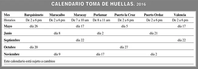 Calendario interior