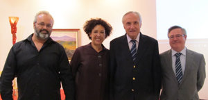 David González, Mercedes Castro, el delegado de la Xunta en Madrid, José Ramón Ónega, y Ramón Jiménez