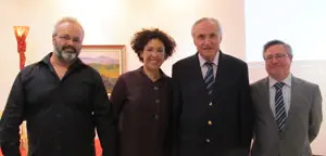 David González, Mercedes Castro, el delegado de la Xunta en Madrid, José Ramón Ónega, y Ramón Jiménez