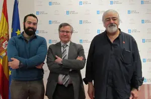 Alejandro Paadín, Ramón Jiménez y Luis Paadín, antes de la presentación