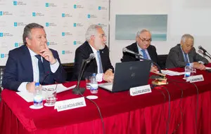 Julio Ancochea, Miguel Ángel Santalices, José Ramón Ónega y Miguel Carrero, en la mesa