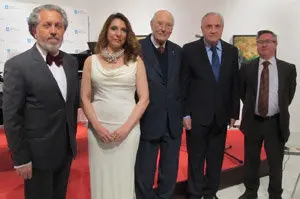 Juan Durán, María Rodríguez, el presidente del Consejo de Estado, José Manuel Romay Beccaría, el delegado de la Xunta en Madrid, José Ramón Ónega, y Ramón Jiménez