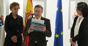 Conchi Cuadrado, Ramón Jiménez y Beatriz González, presentando la muestra
