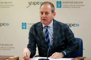 O director do Instituto Galego de Promoción Económica (Igape), Juan Cividanes, fai en rolda de prensa un balance das exportacións realizadas polas empresas galegas no que vai de ano.