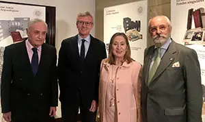 1. De izquierda a derecha, el delegado de la Xunta en Madrid José Ramón Ónega, el vicepte. de la Xunta Alfonso Rueda, la vicepta,del Congreso Ana Pastor y el pte. del Instituto Padre Sarmiento Eduardo Pardo