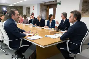 O titular do Goberno galego, Alberto Núñez Feijóo, preside a reunión do Consello da Xunta. Pazo de Sergude, Boqueixón, 13/02/20.