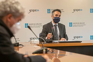 O director do Instituto Galego de Promoción Económica (Igape), Fernando    Guldrís, presenta en rolda de prensa o balance do comercio exterior galego no ano 2020.