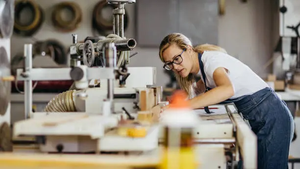 Female Carpenter at Work