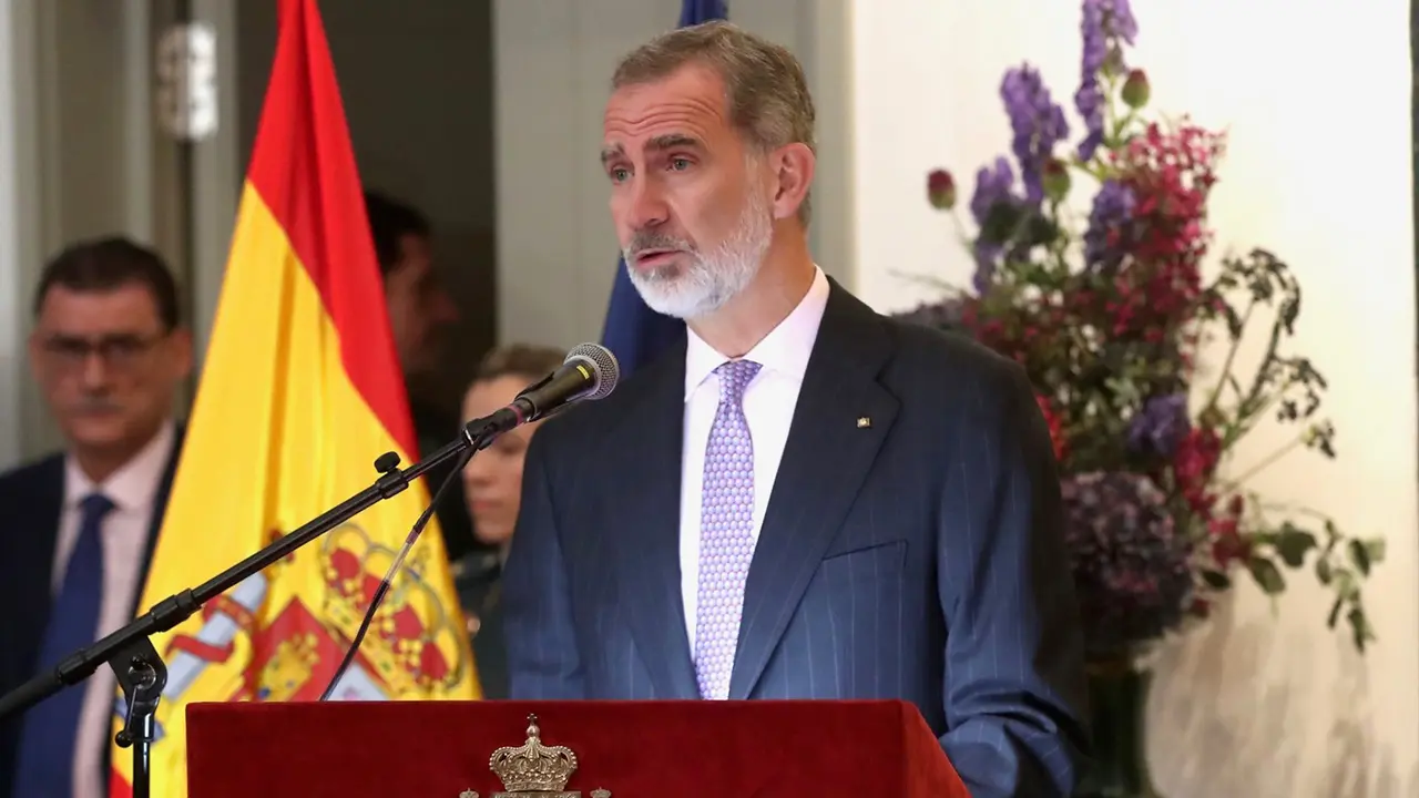 Reyes en Alemania El Rey durante su intervención en la recepción a la colectividad española
