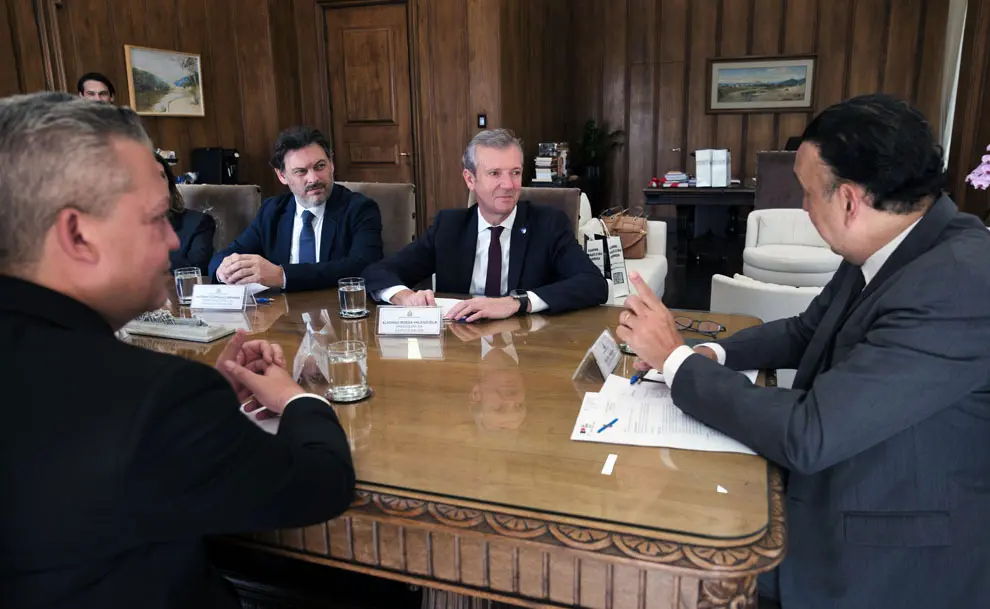O titular do Executivo galego, Alfonso Rueda, reúnese co vicegobernador de São Paulo, Felicio Ramuth.  Palacio dos Bandeirantes, Sao Paulo (Brasil), 20/11/24.