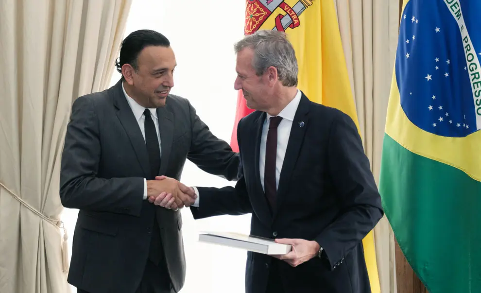 O titular do Executivo galego, Alfonso Rueda, reúnese co vicegobernador de São Paulo, Felicio Ramuth.  Palacio dos Bandeirantes, Sao Paulo (Brasil), 20/11/24.