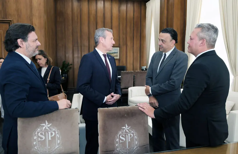 O titular do Executivo galego, Alfonso Rueda, reúnese co vicegobernador de São Paulo, Felicio Ramuth.  Palacio dos Bandeirantes, Sao Paulo (Brasil), 20/11/24.