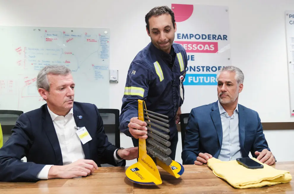 O titular do Goberno galego, Alfonso Rueda, visita a planta de Gerdau en Araçariguama para coñecer a colaboración de Russula, empresa de enxeñería galega, coa principal multinacional siderúrxica no Brasil. Araçariguama (Sao Paulo, Brasil), 21/11/24.