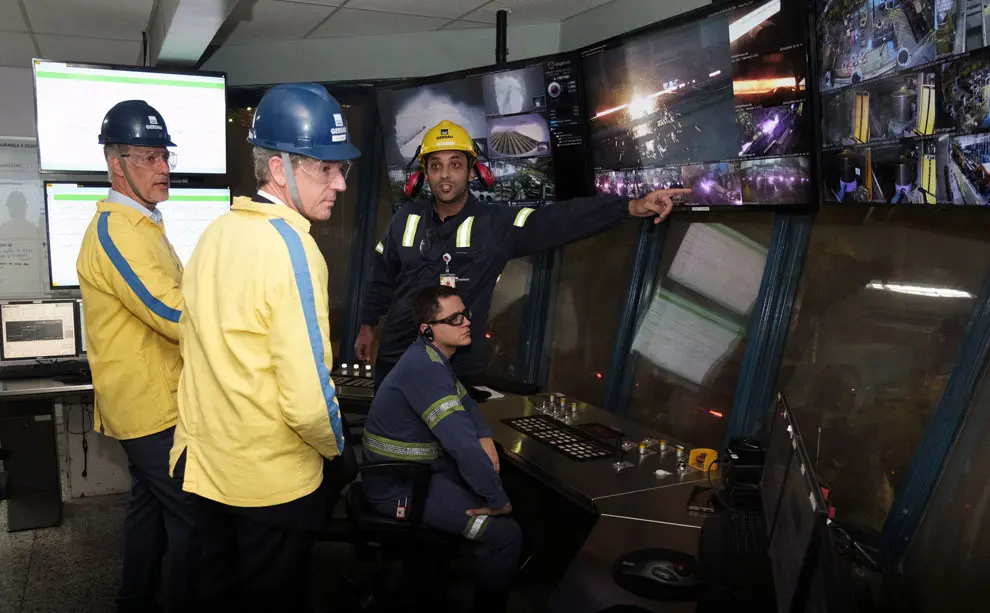 O titular do Goberno galego, Alfonso Rueda, visita a planta de Gerdau en Araçariguama para coñecer a colaboración de Russula, empresa de enxeñería galega, coa principal multinacional siderúrxica no Brasil. Araçariguama (Sao Paulo, Brasil), 21/11/24.