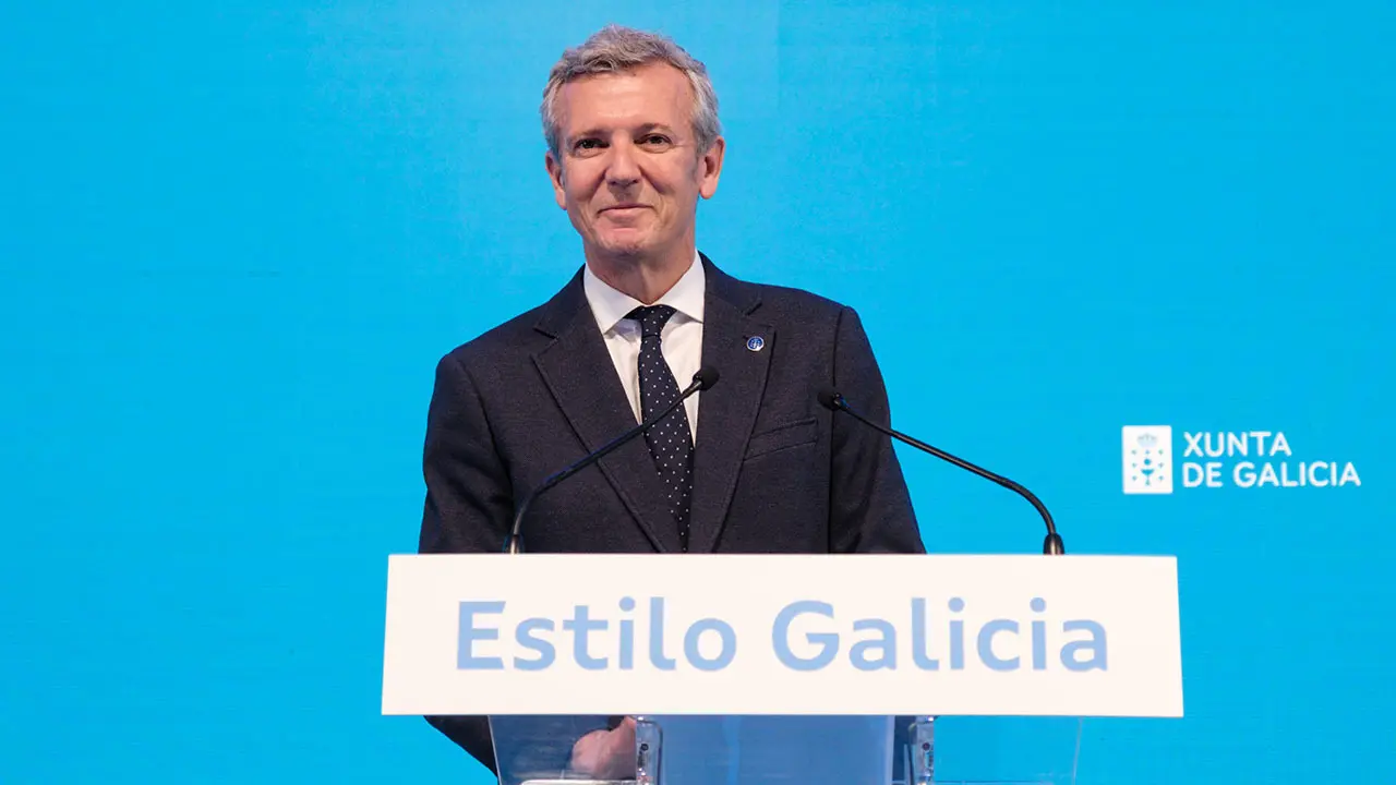 O presidente da Xunta de Galicia, Alfonso Rueda, acompañado do seu Executivo, participa no Acto de Goberno ‘Estilo Galicia’. Salón de Convencións do Edificio CINC na Cidade da Cultura (Santiago de Compostela), 15/04/25.