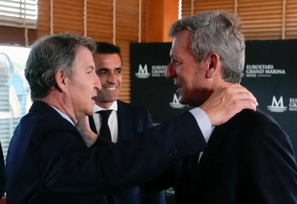 O titular do Goberno galego, Alfonso Rueda, participa na cea de gala e na entrega dos Títulos de Excelencia Galega 2025 organizada por AEGA-CAT.  Eurostars Grand Marina (Barcelona), 11/07/25.