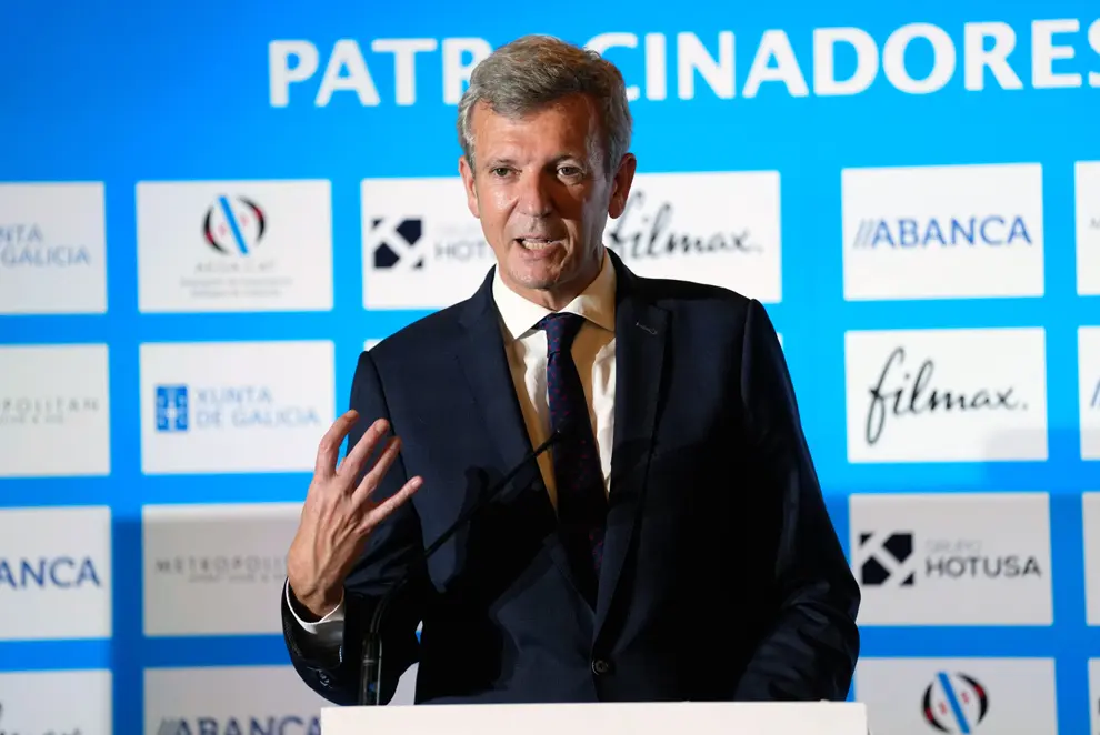 O titular do Goberno galego, Alfonso Rueda, participa na cea de gala e na entrega dos Títulos de Excelencia Galega 2025 organizada por AEGA-CAT.  Eurostars Grand Marina (Barcelona), 11/07/25.