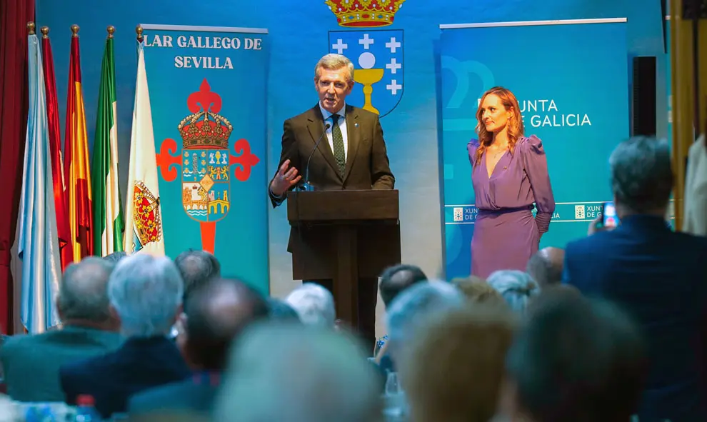 O presidente da Xunta, Alfonso Rueda, participa no acto do 69º aniversario do Lar Gallego de Sevilla. Lar Gallego  (Sevilla), 22/11/25.