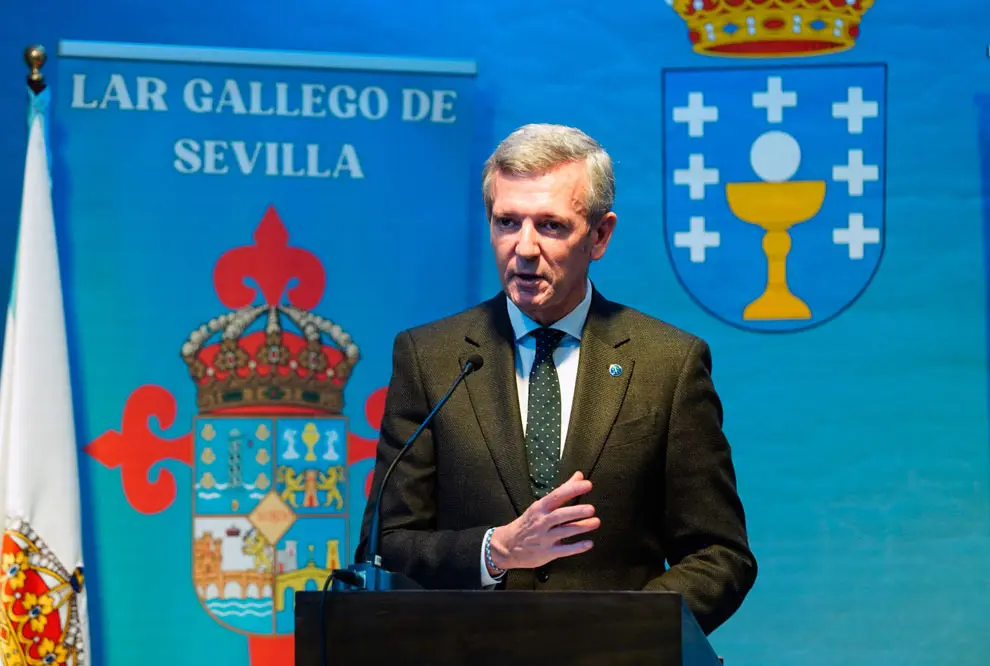 O presidente da Xunta, Alfonso Rueda, participa no acto do 69º aniversario do Lar Gallego de Sevilla. Lar Gallego  (Sevilla), 22/11/25.
