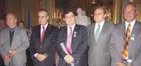  El ministro Celestino Corbacho, el embajador Francisco Villar y los presidentes de las tres federaciones.