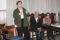 Teresa Ordiz, durante su intervención en la visita al Centro Asturiano de Mar del Plata.