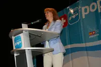 La secretaria general del PP, en su intervención. 