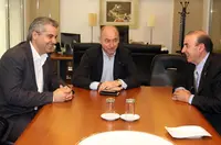   L&oacute;pez Dobarro, Santiago Camba y Francisco Solla, durante el encuentro.