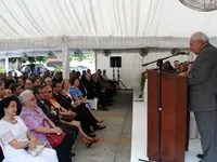  El presidente, durante su intervención en el encuentro con la colonia asturiana en Santo Domingo.