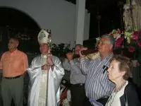  Jos&eacute; Antonio Mesa Yanes &lsquo;El Curita&rsquo;, presidente de la comisi&oacute;n Virgen de Candelaria, monse&ntilde;or Gonz&aacute;lez de Z&aacute;rate-Salas, Marcos Perdig&oacute;n y &Aacute;ngel Rolo.