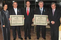  Pilar Pin, Daniel Loureiro, Antonio Casas, Juan Alvite y Jesús Salas, durante el acto. 