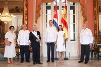 Eusebio Leal, historiador de la ciudad de La Habana, dirige unas palabras ante Sus Majestades los Reyes tras recibir la Gran Cruz de Carlos III  