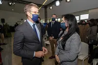 O presidente da Xunta, Alberto Núñez Feijóo, acompañado do secretario xeral para a Emigración, Antonio Rodríguez Miranda, participa no encontro Retorno Emprendedor: Programa Merlo. Cidade da Cultura - Edificio CINC (Santiago de Compostela), 26/10/2021