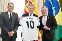 O titular do Executivo galego, Alfonso Rueda, reúnese co vicegobernador de São Paulo, Felicio Ramuth.  Palacio dos Bandeirantes, Sao Paulo (Brasil), 20/11/24.