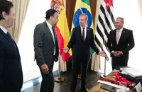 O titular do Executivo galego, Alfonso Rueda, reúnese co vicegobernador de São Paulo, Felicio Ramuth.  Palacio dos Bandeirantes, Sao Paulo (Brasil), 20/11/24.