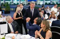 O titular do Goberno galego, Alfonso Rueda, participa na cea de gala e na entrega dos Títulos de Excelencia Galega 2025 organizada por AEGA-CAT.  Eurostars Grand Marina (Barcelona), 11/07/25.