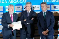 O titular do Goberno galego, Alfonso Rueda, participa na cea de gala e na entrega dos Títulos de Excelencia Galega 2025 organizada por AEGA-CAT.  Eurostars Grand Marina (Barcelona), 11/07/25.