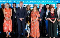 O titular do Goberno galego, Alfonso Rueda, participa na cea de gala e na entrega dos Títulos de Excelencia Galega 2025 organizada por AEGA-CAT.  Eurostars Grand Marina (Barcelona), 11/07/25.