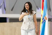 O presidente da Xunta de Galicia, Alfonso Rueda, acompa&ntilde;ado dos membros do Executivo auton&oacute;mico, preside a cerimonia de Entrega das Medallas de Galicia 2026 &aacute;s galardoadas Claudia Alicia &Aacute;lvarez Arg&uuml;elles, Beatriz Gil Fern&aacute;ndez, Carla Mar&iacute;a Angola Rodr&iacute;guez e Camila Fern&aacute;ndez. Cidade da Cultura (Santiago de Compostela), 24/07/26.