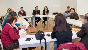 na Aula 2 do edificio do Arquivo e Biblioteca de Galicia, na Cidade da Cultura.  
reunión que vai manter o secretario xeral de Cultura con diversas editoriais de Galicia que participaron na Feira Internacional do Libro de Guadalaxara, así como coas dúas autoras que representaron a literatura galega.
foto xoán crespo
08/01/14