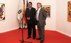 Moleiro y Jiménez, presentando la exposición