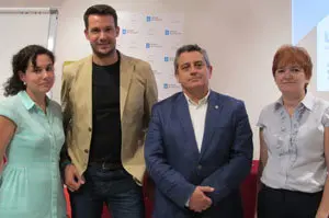 Adriana Danés y Carlos Carcelén, de Level UP, y Casimiro Masaguer e Isabel Noriega, directivos de Aegama