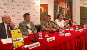 2. En la mesa, de izquierda a derecha Carlos Reigosa, Ramiro Facal, Ramón Jiménes, Manuel Molares y Antonio Huerga