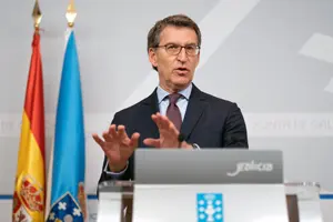 O titular do Goberno galego, Alberto Núñez Feijóo, comparece para dar conta da actual situación con respecto ao coronavirus. Edificio Administrativo de San Caetano, 31/03/20