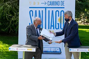 13,30 h.-             O vicepresidente primeiro e conselleiro de Presidencia, Xustiza e Turismo, Alfonso Rueda, asinará co director xeral de Tráfico, Pere Navarro, o protocolo de actuación Camiño de Santiago, Camiño Seguro. Nos xardíns do Centro Internacional de Acollida ao Peregrino (rúa Carretas, 33). 

foto xoán crespo
16/09/2021