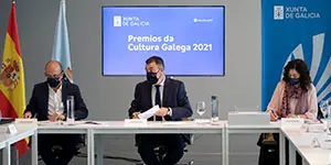 roman rodriguez e anxo lorenzo preside a reunion do xurado dos premios da cultura galega 2021